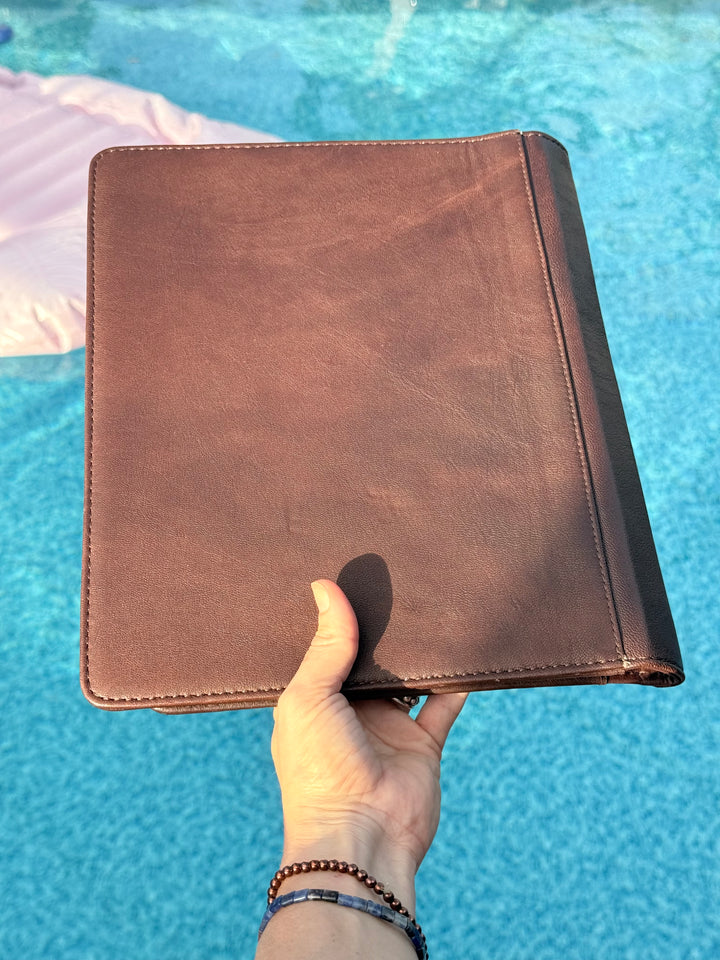 Turquoise Tooled Cowhide Padfolio | Western Leather Portfolio Organizer