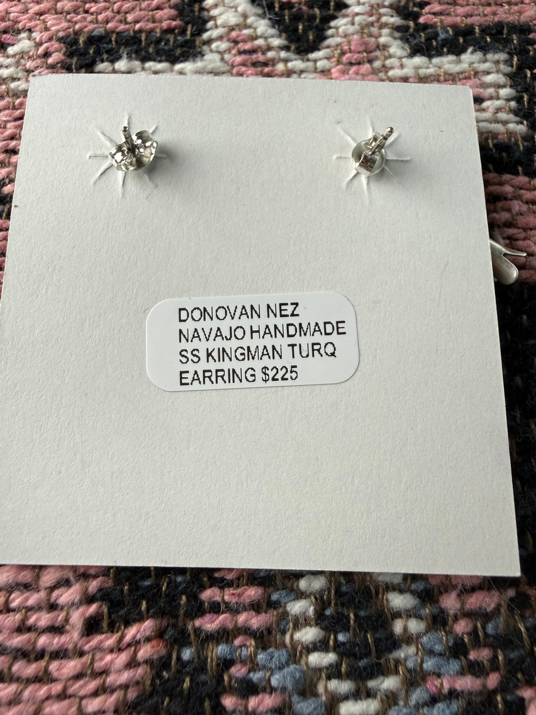 Kingman Turquoise Sterling Silver Blossom Earringa - Navajo Handmade by Donovan Nez