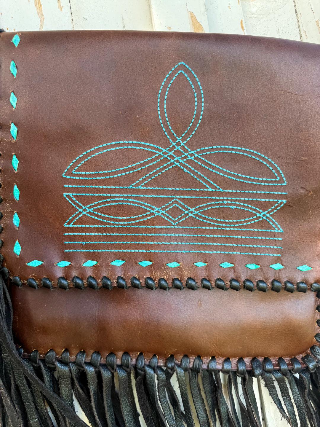 Cognac Bootstitch Saddle Crossbody