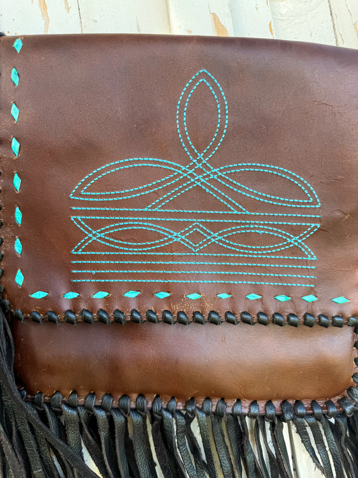 Cognac Bootstitch Saddle Crossbody