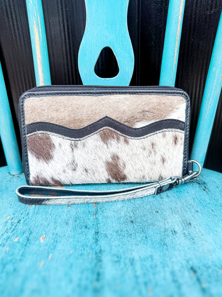 One of One Cowhide Zip-Around Wristlet Wallet