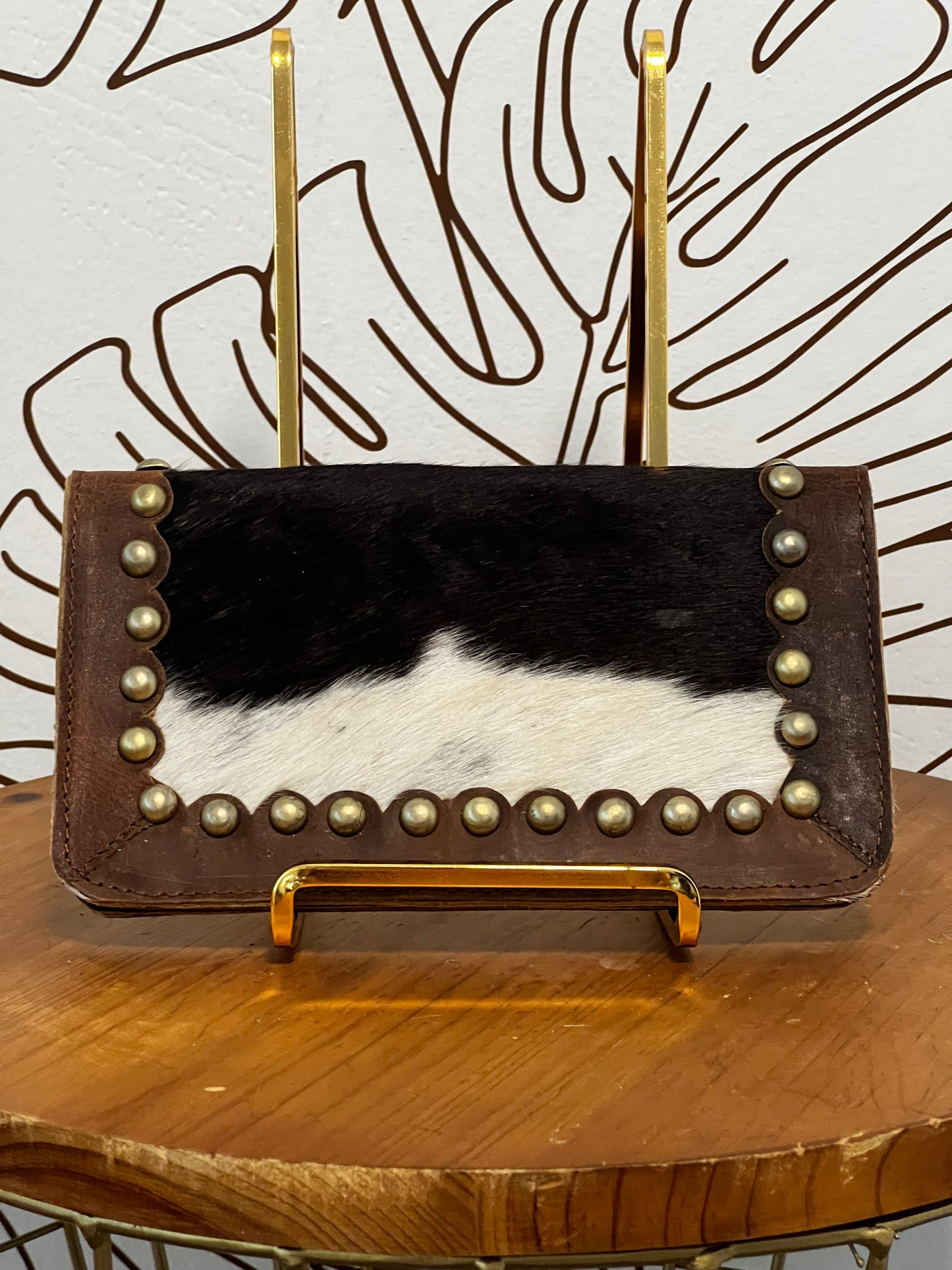 Rugged studded cowhide wallet black