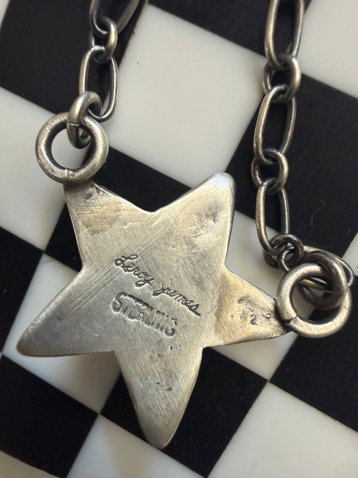 Leroy James Navajo Star Necklace | Kingman Turquoise Sterling Silver