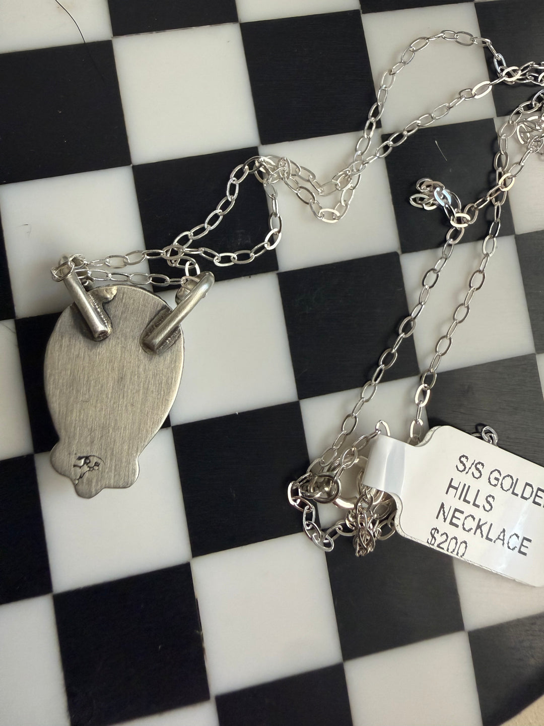 Sharon McCarthy Golden Hills Turquoise Petite Necklace | Navajo Handmade Sterling Silver