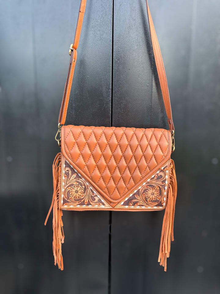 Honey Belle | Quilted and Tooled Leather Western Chic Crossbody Purse