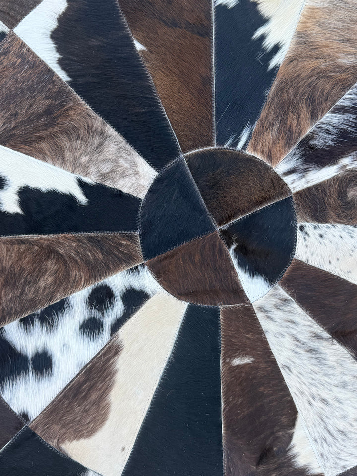 The Cove Round Rug – Genuine Cowhide Patchwork Rug – Approx. 3 Ft Round