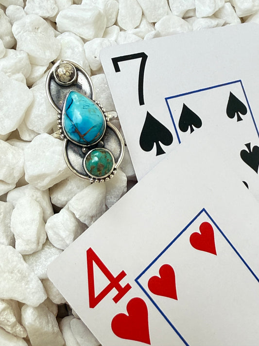 Desert Trinity - Sterling Silver Southwestern Ring - Size 7.25