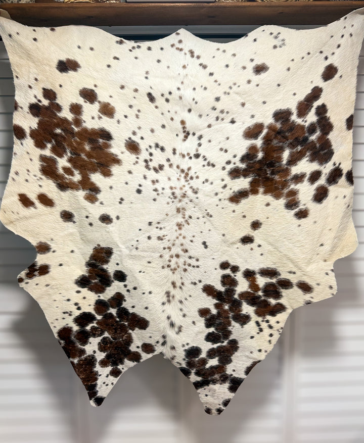 Tricolor Spotted Cowhide Rug | Genuine Hair-on Cowhide | Large 54” x 62” Western Area Rug