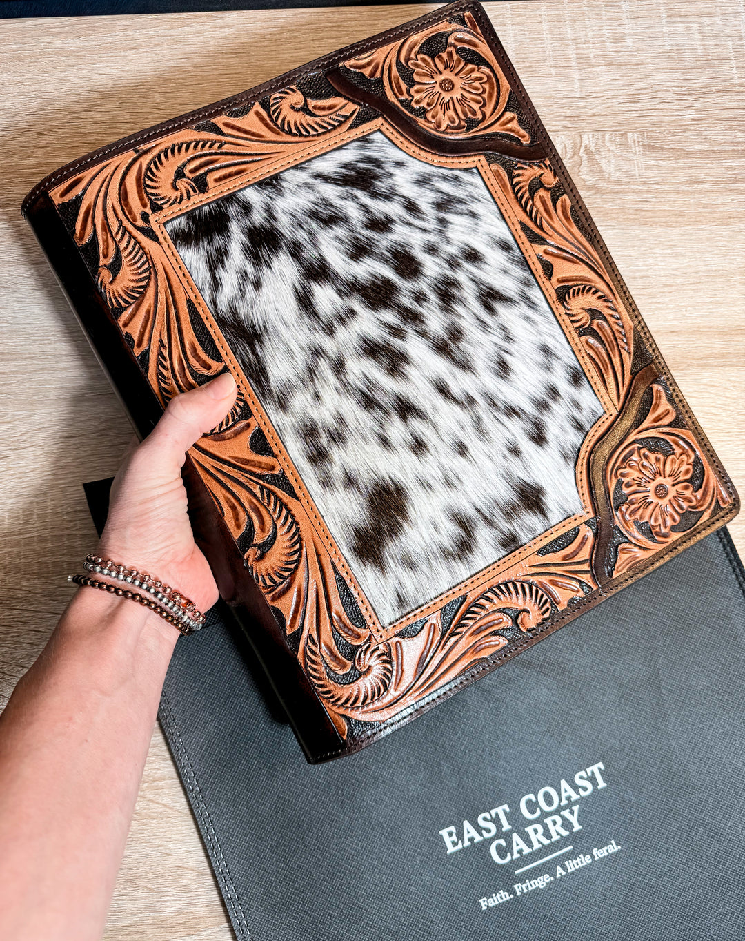 The Stockman | Tooled Leather & Cowhide Executive Padfolio