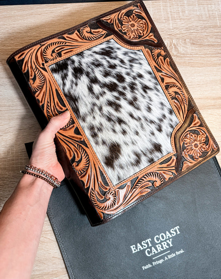 The Stockman | Tooled Leather & Cowhide Executive Padfolio