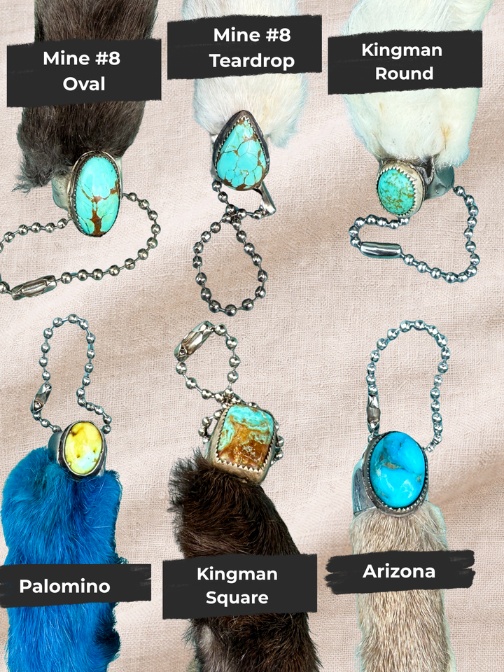 Texas Charm Rabbit’s Foot Bag Charm & Keychain | Genuine Turquoise | Handmade in Texas