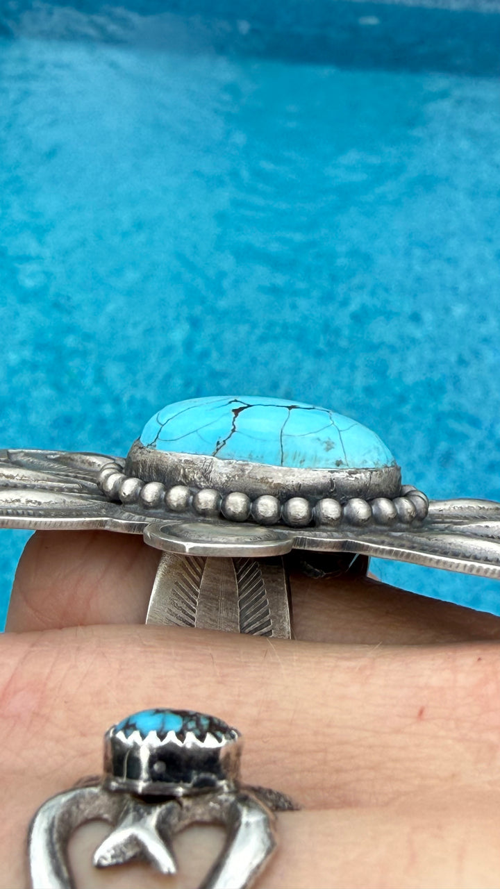 Boyd Ashley Navajo Golden Hills Turquoise Statement Ring | Sterling Silver | Signed BJA | Handmade