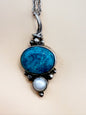 VINTAGE Nepal 925 pearl and turquoise drop pendant with 18” chain
