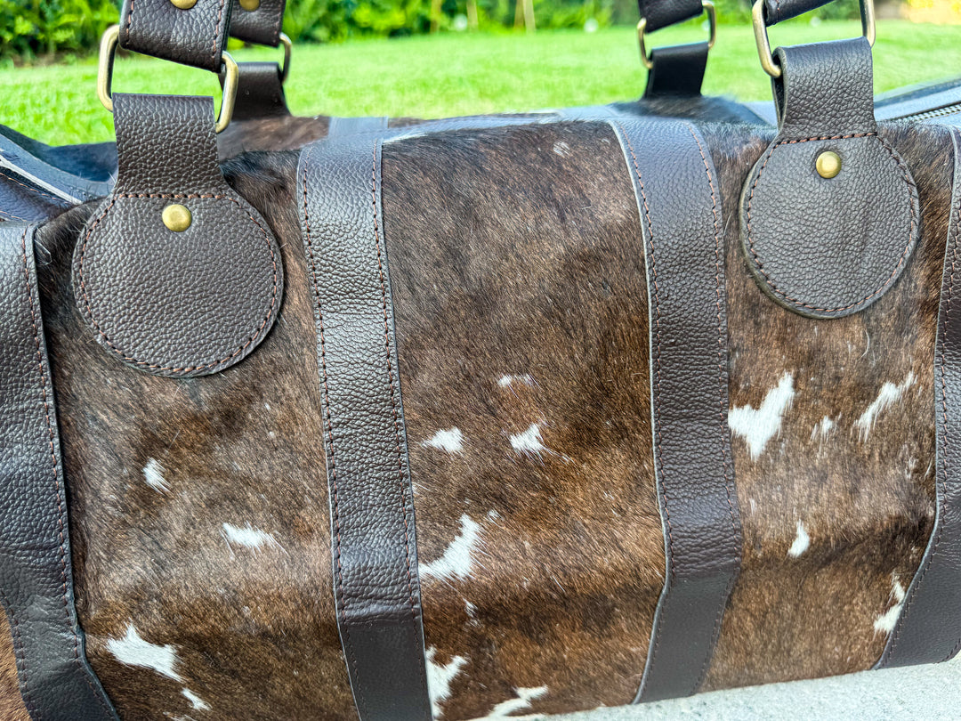 The Quick Stop | Cowhide & Leather Duffle Bag
