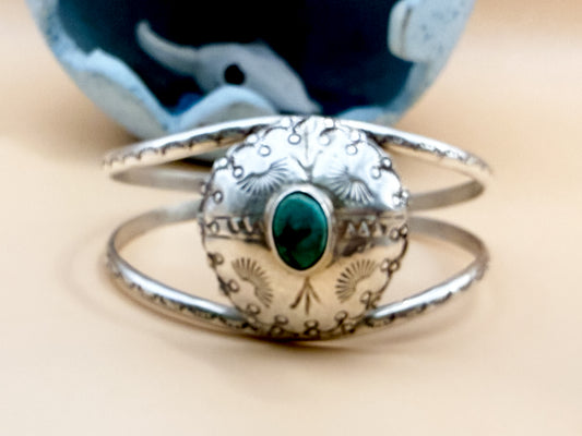VINTAGE Native Style Turquoise Cuff Sterling Silver