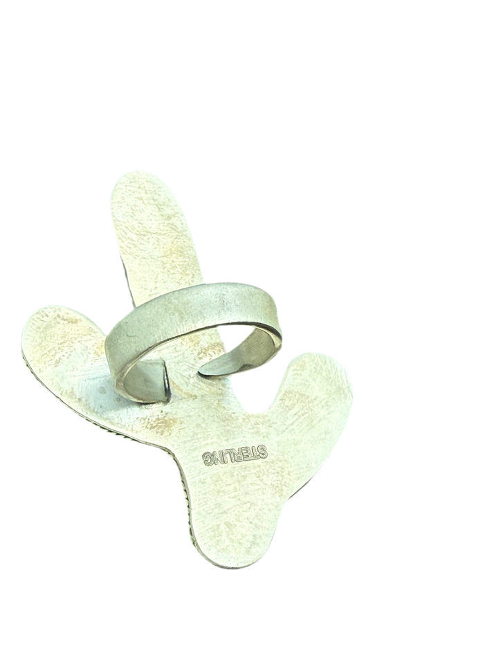 Cactus White Buffalo SW Designer Sterling Silver Adjustable Ring