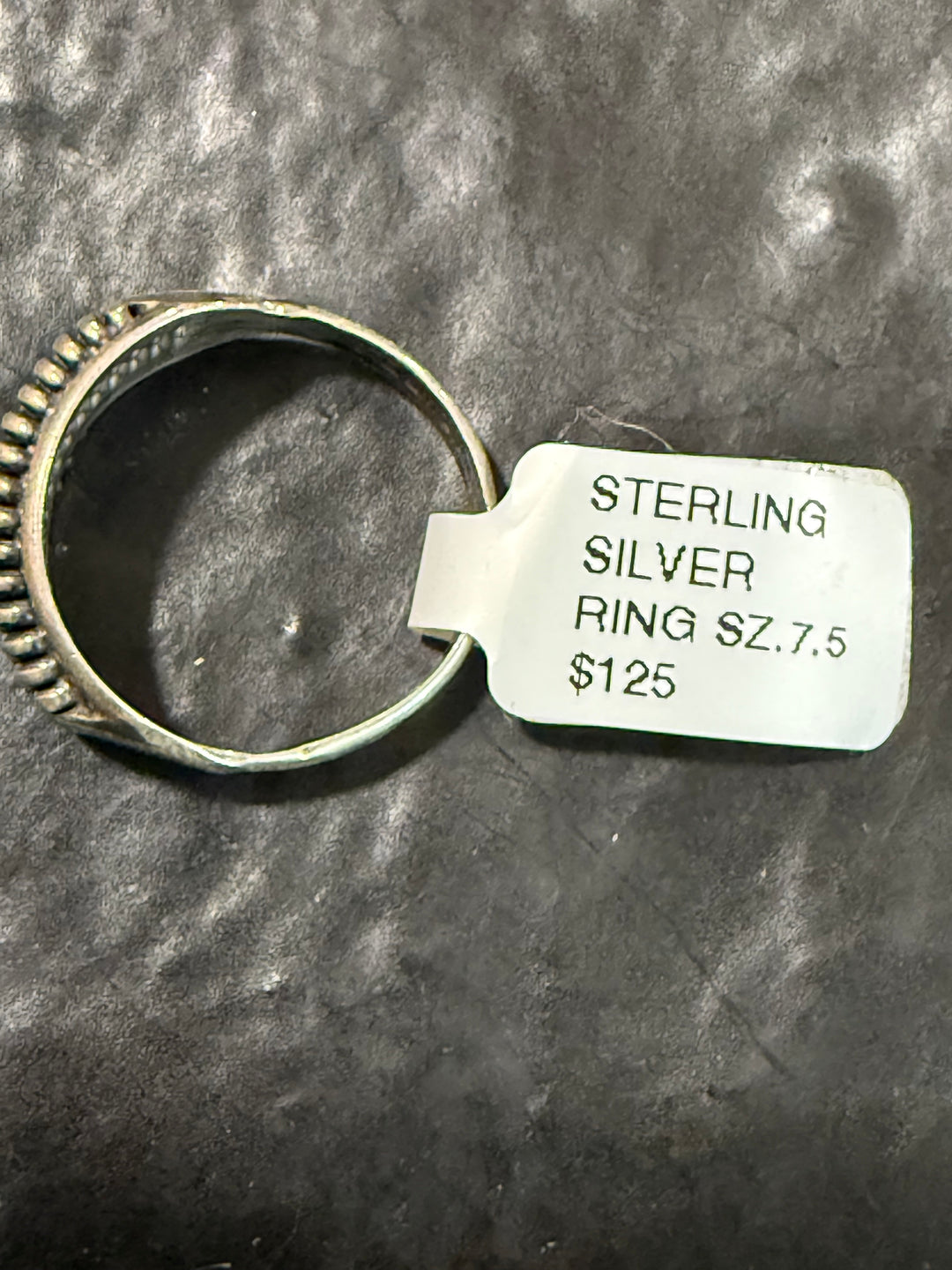 Navajo Sterling Silver Beaded Raindrop Band Ring – Handmade by Richard Mike Size 7.5, 8