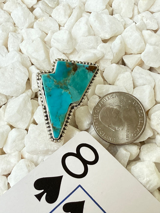 Thunderstruck – Sterling Turquoise Lightning Bolt Ring Size 8