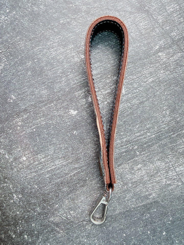 Punchy Hand Tooled and Hand Painted Leather Key Chain Wristlet
