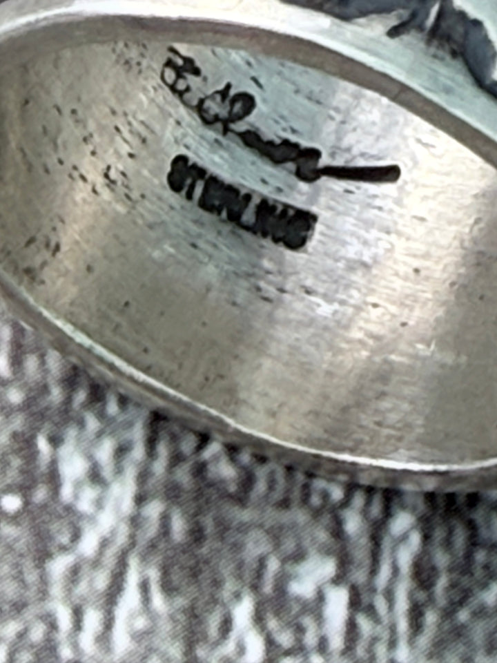 Navajo Handmade Sterling Silver Stamped Cigar Band Ring — Size 7.5