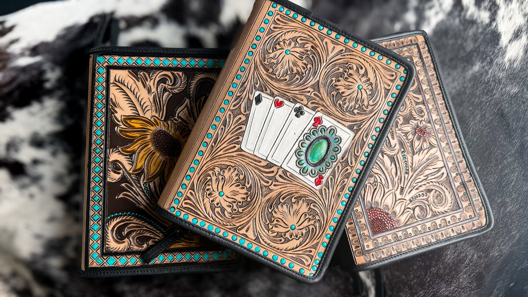 Hand Tooled Leather Bible Cover | Fits Standard, Large Print & Beautiful Word Bibles | Genuine Leather Zip Bible Case