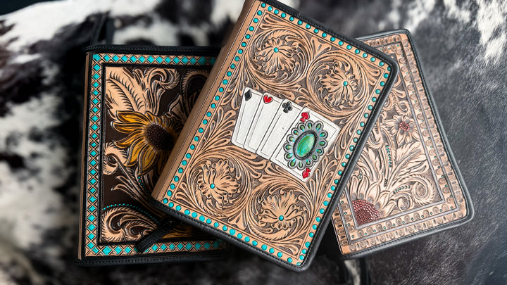 Hand Tooled Leather Bible Cover | Fits Standard, Large Print & Beautiful Word Bibles | Genuine Leather Zip Bible Case