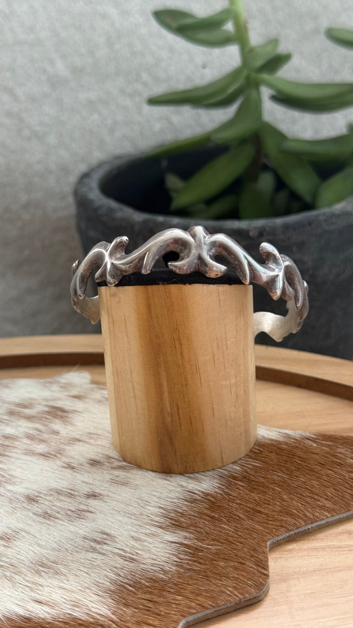 Vintage Navajo Sterling Silver Scroll Cuff Bracelet | Signed BN | Sculptural Southwestern Cuff | 6.25” Wrist