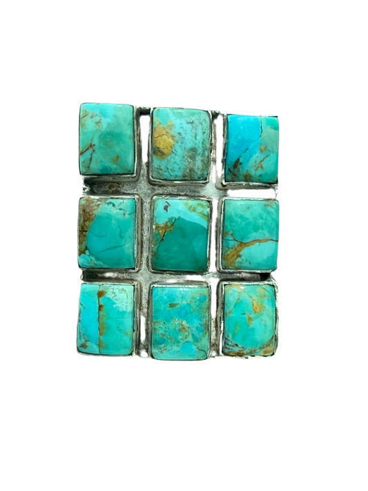 Cloud 9: Southwestern Sterling Silver and Turquoise Adjustable Statement Ring