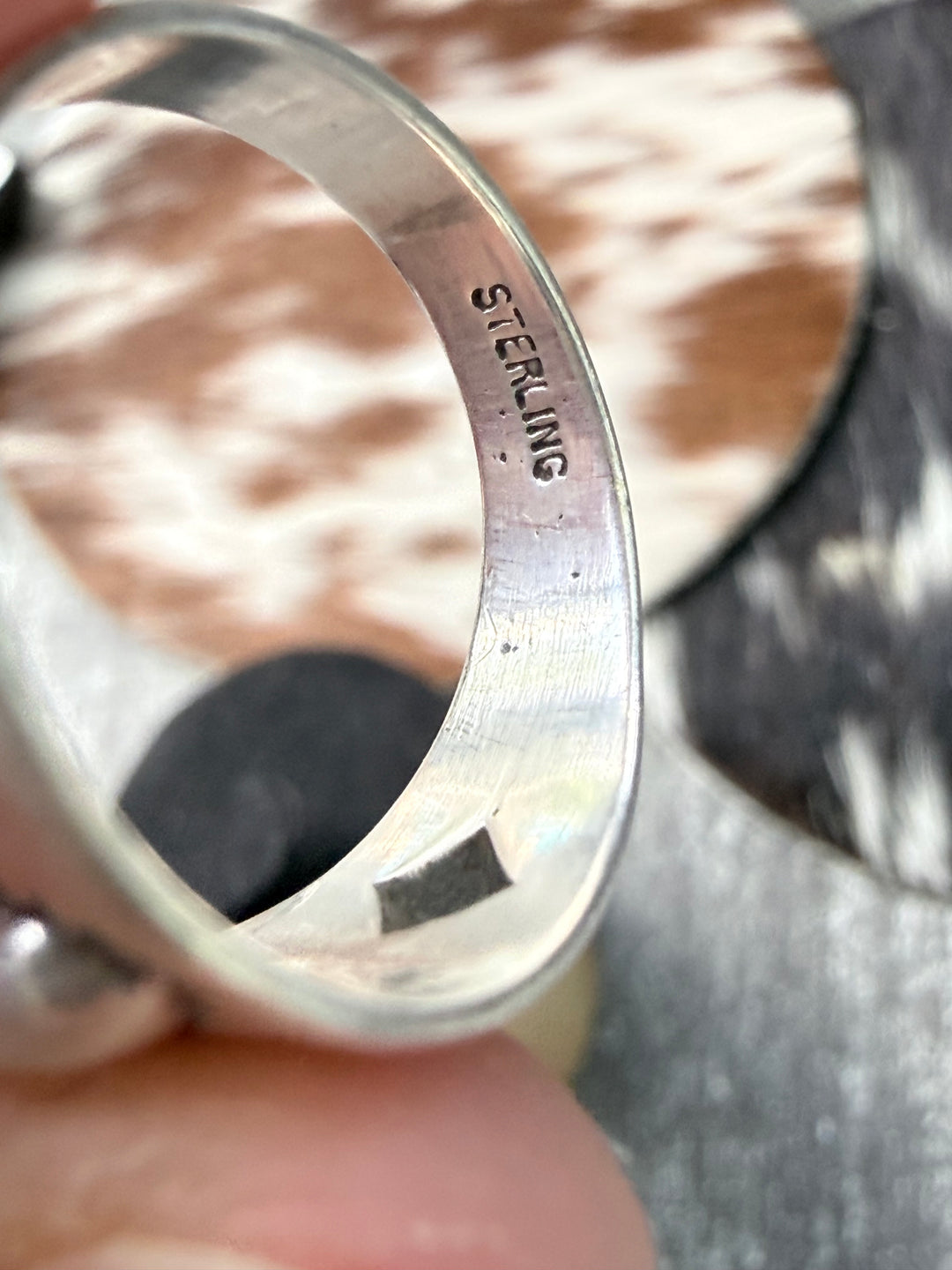 Jan Mariano Navajo Sterling Silver Cigar Band Ring | Size 8 Hand Stamped Native American Ring