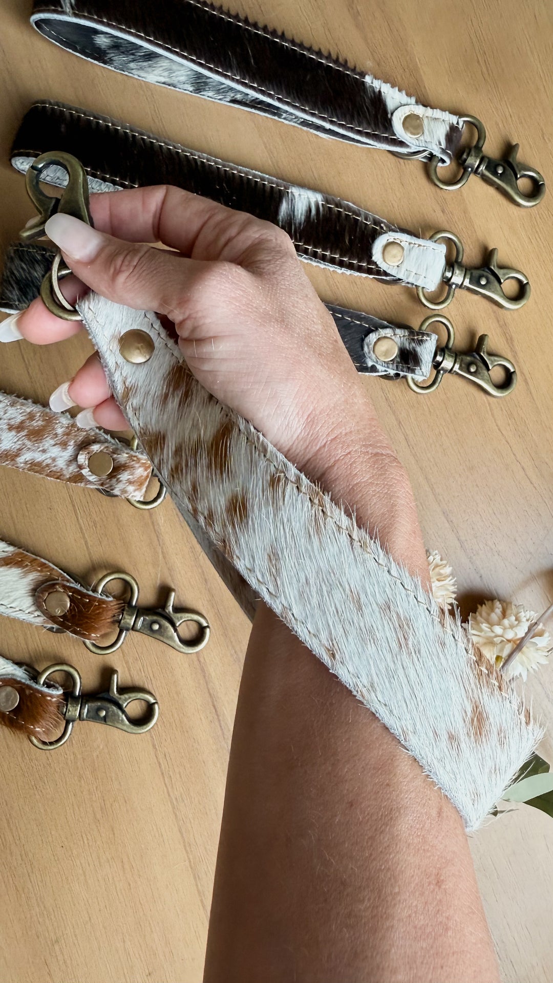 Cowhide Wristlet Keychain | Hair-On Hide Key Clip