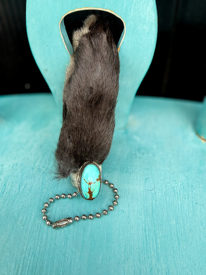 Texas Charm Rabbit’s Foot Bag Charm & Keychain | Genuine Turquoise | Handmade in Texas