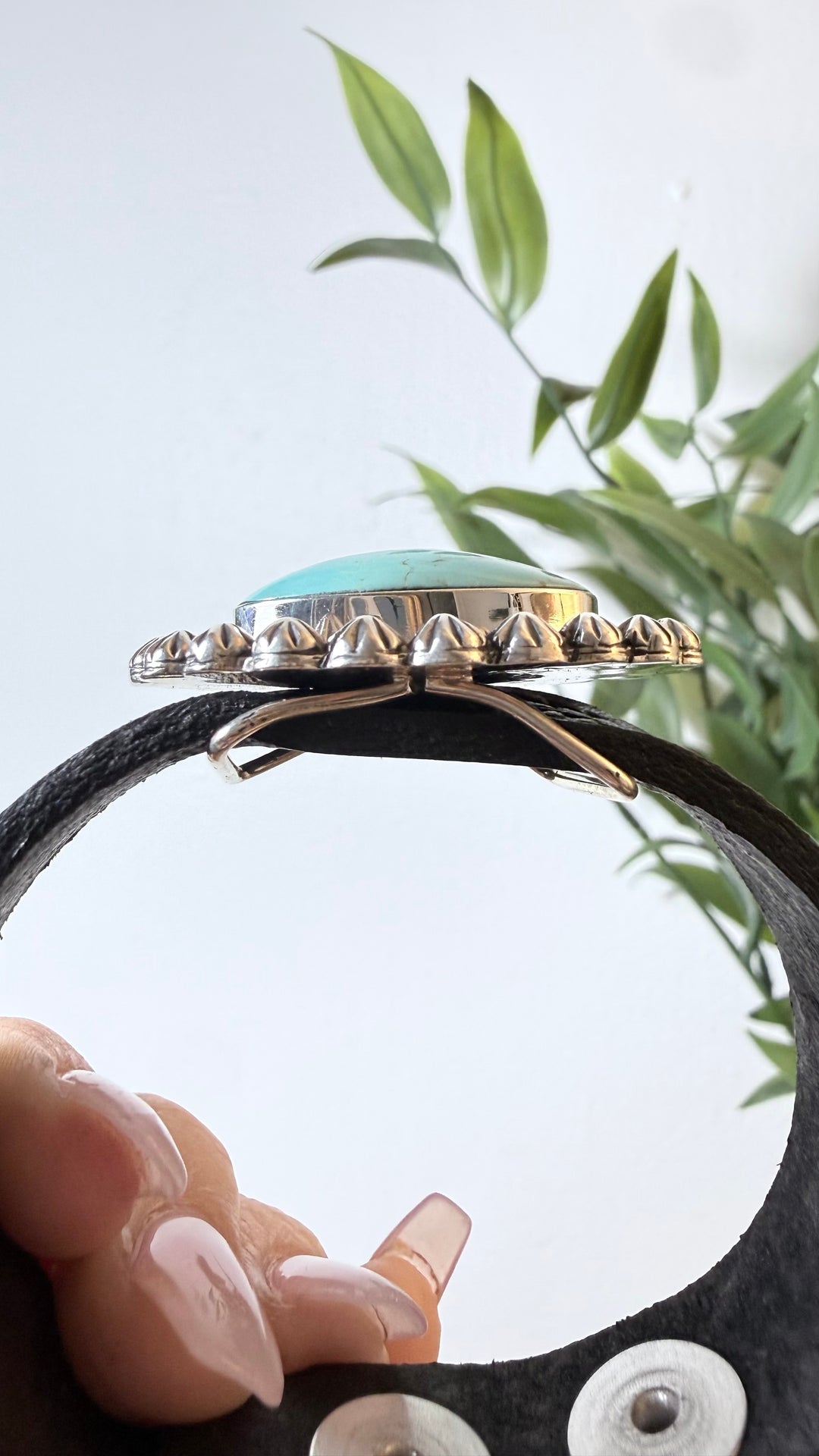 Suzanna Johnson Navajo Turquoise Sterling Silver & Leather Cuff | 5.75-6.5”