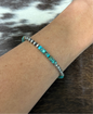 Navajo Handstrung Sterling Silver Pearls and Kingman Turquoise Bracelet