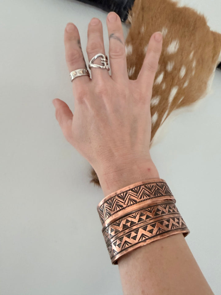 Tristan James Navajo Handmade Pure Copper Stamped Cuffs