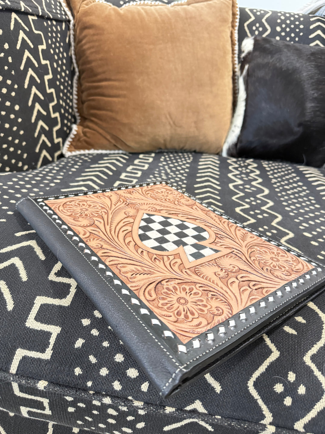 “Bet On Yourself” Tooled Leather Cowhide Padfolio | Western Business Folio