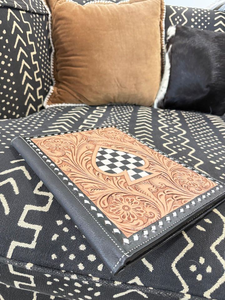 “Bet On Yourself” Tooled Leather Cowhide Padfolio | Western Business Folio
