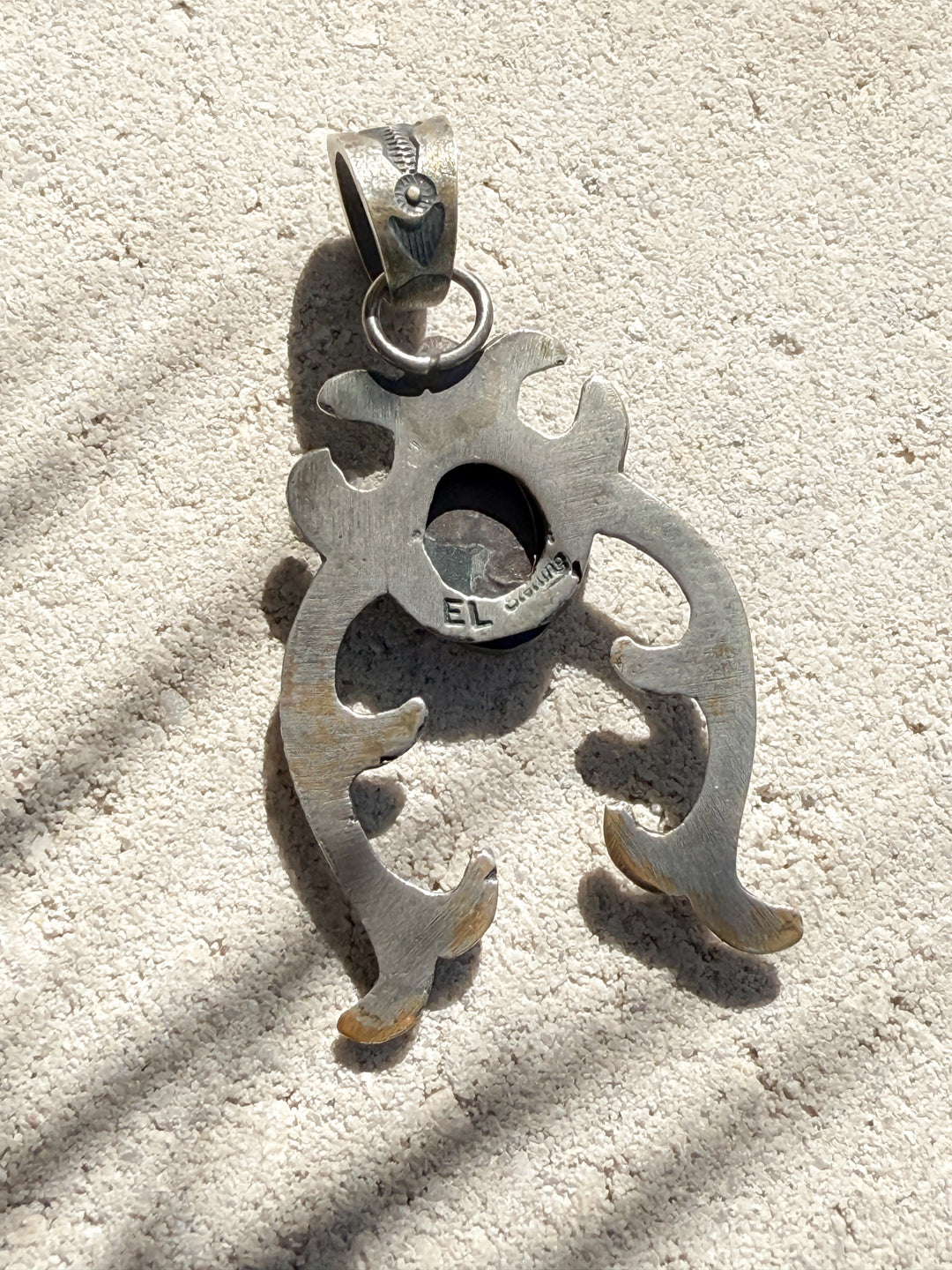 Navajo Handmade Mine 8 Turquoise & Sterling Silver Naja Pendant