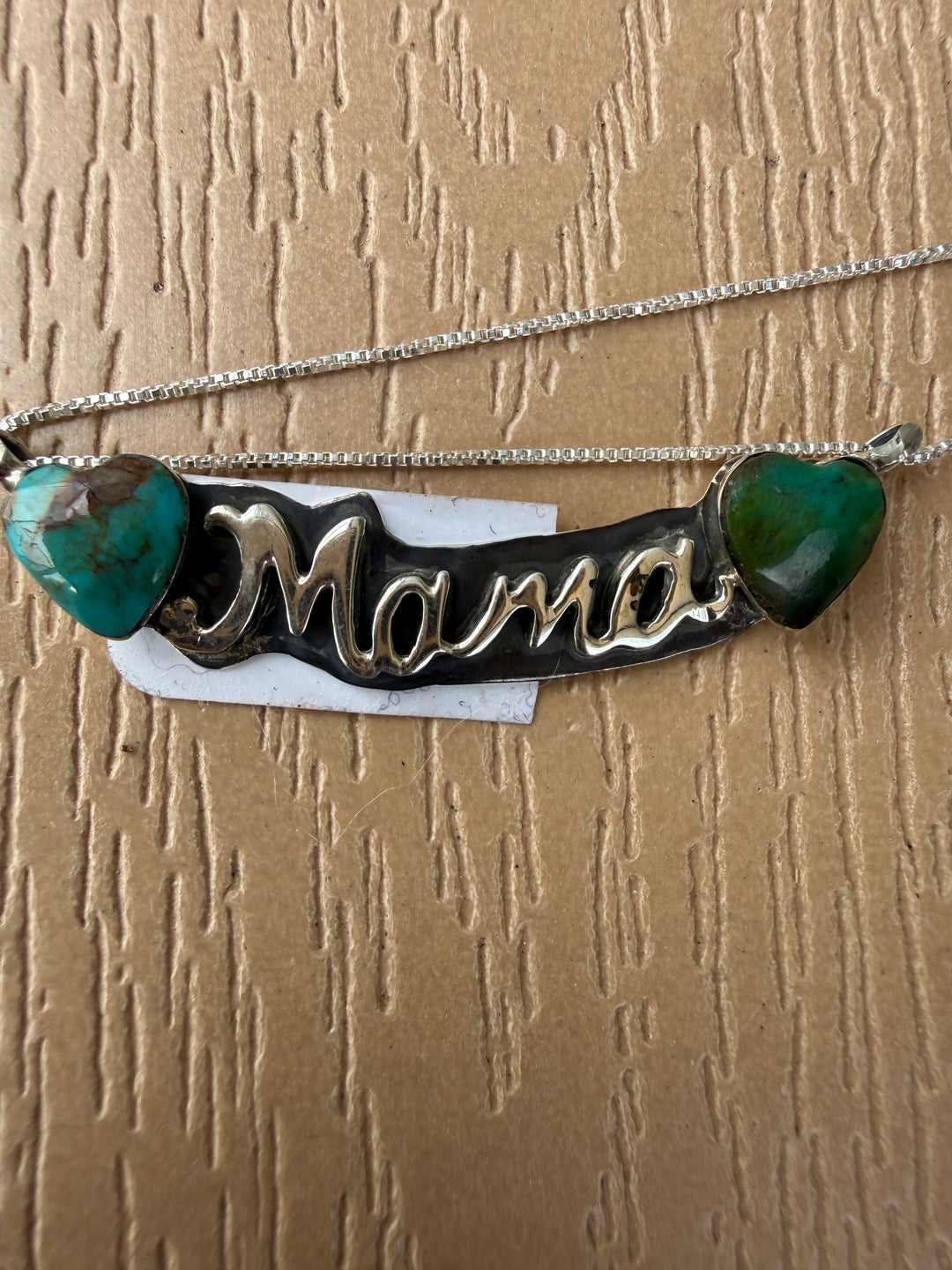 Navajo Handmade Sterling Silver Kingman Turquoise Mama Necklace | Signed by Charlene Yazzie | Choose Your Style