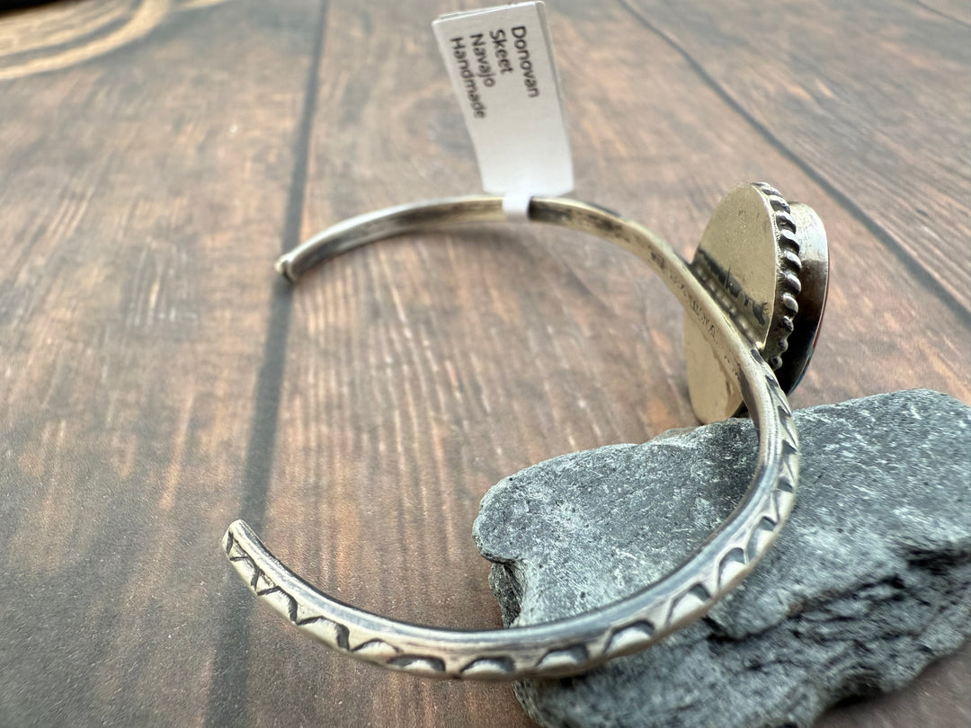 Donovan Skeets Navajo Handmade Sterling Silver and Mine 8 Turquoise Cuff