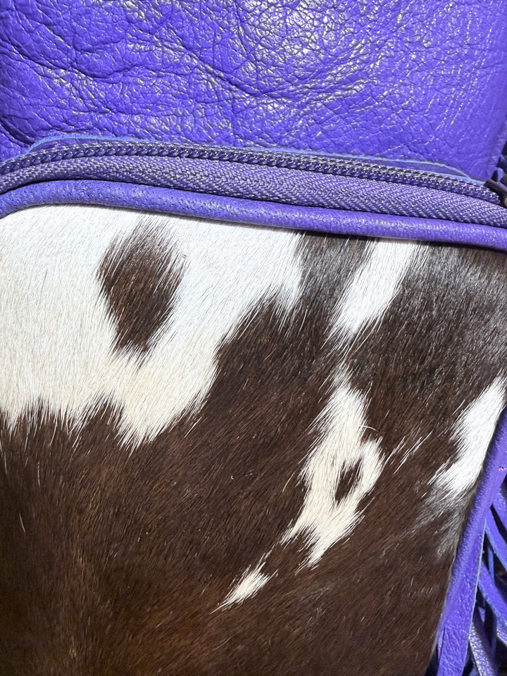 The Violet Run | Cobalt Violet Leather & Cowhide Fringe Backpack
