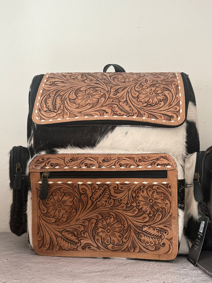 The Bubba XL Backpack | Tooled Leather Cowhide Travel Bag