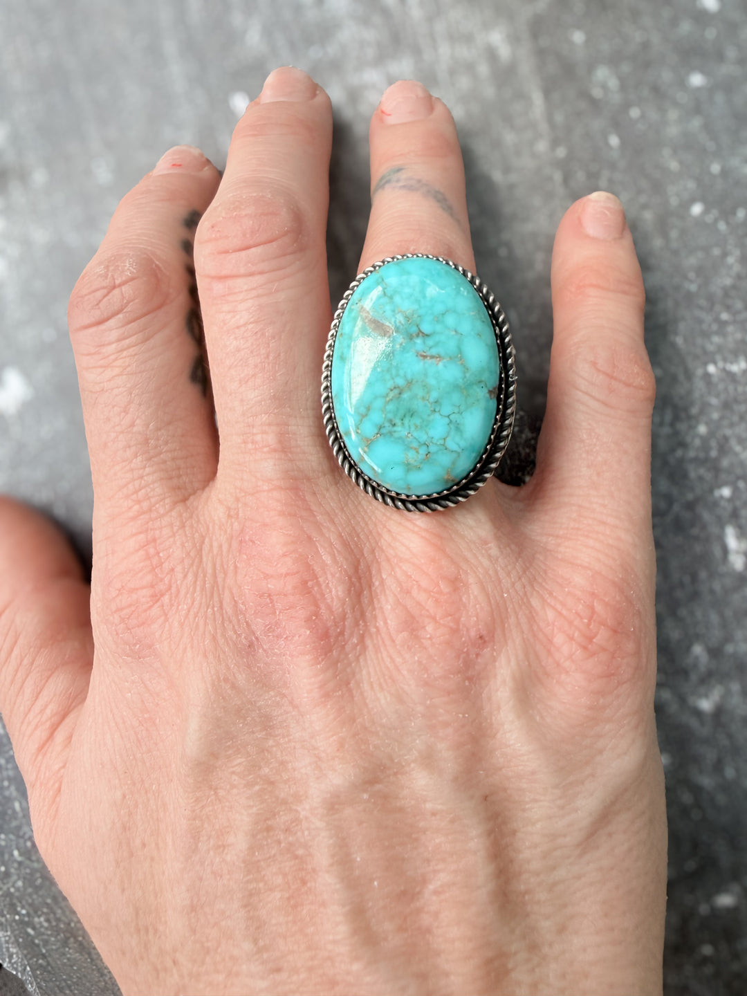 Tia Long Navajo Royston Turquoise Sterling Silver Statement Ring – Adjustable