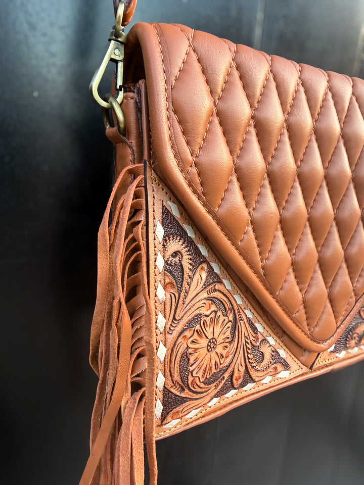 Honey Belle | Quilted and Tooled Leather Western Chic Crossbody Purse