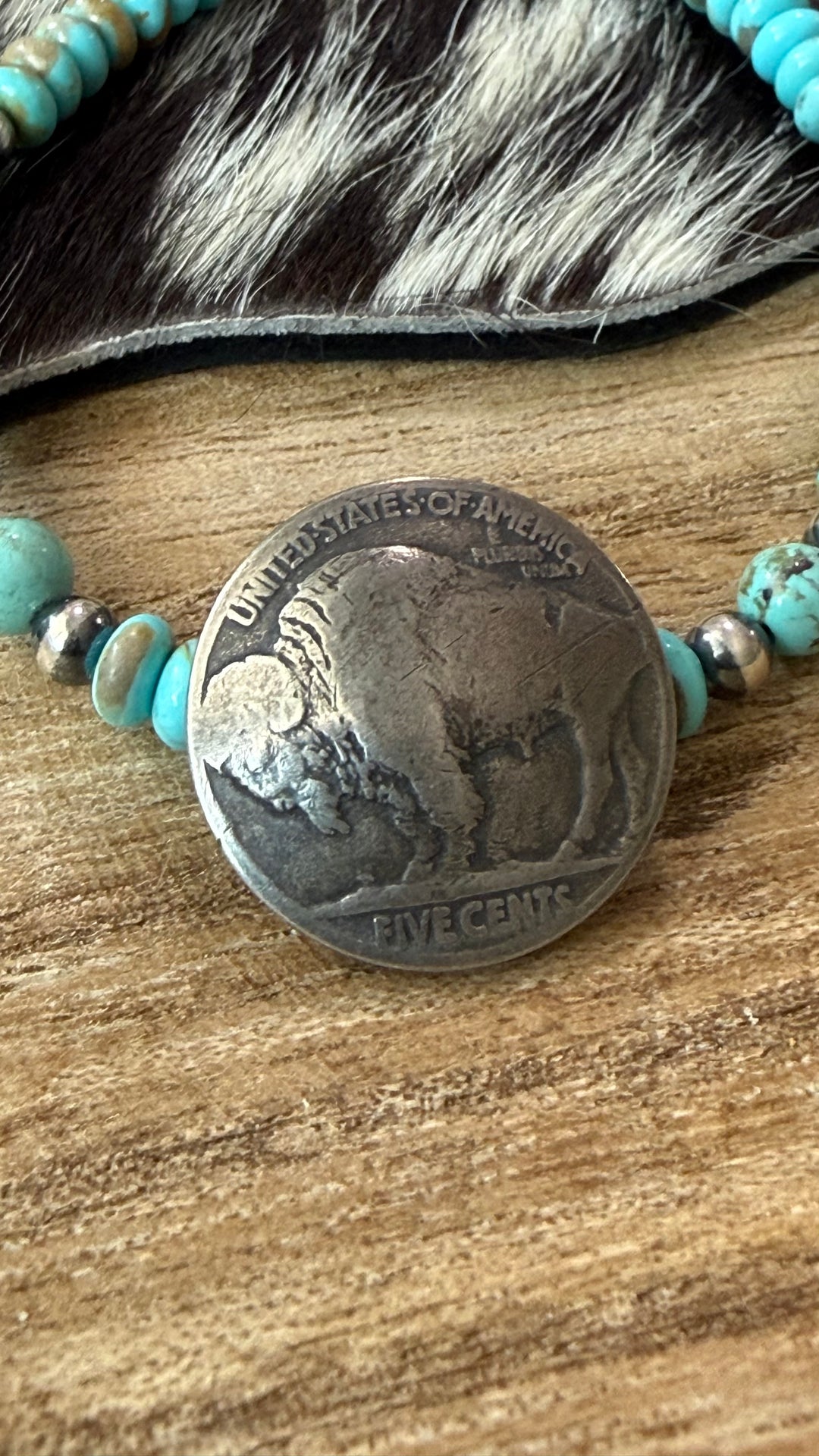 Navajo No. 8 Turquoise Buffalo Nickel Bracelet by Kimberly Tom | Sterling Silver | Handmade