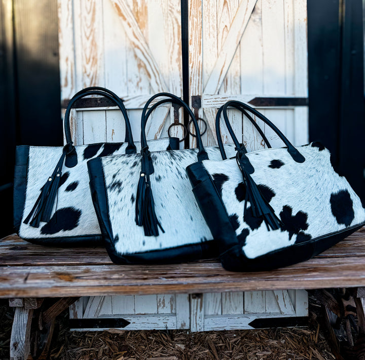 The Gulfstream Tote | Luxury Leather & One-of-a-Kind Hair-on-Hide Tote