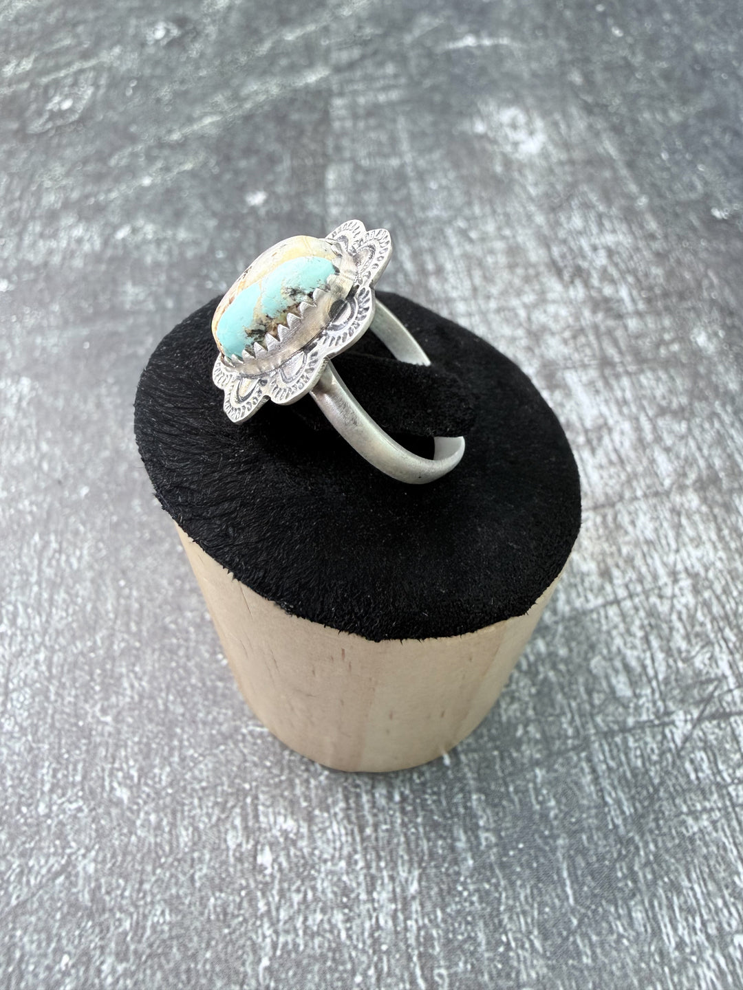 Southwestern Scallop Royston Ribbon Turquoise Sterling Silver Ring – Size 7