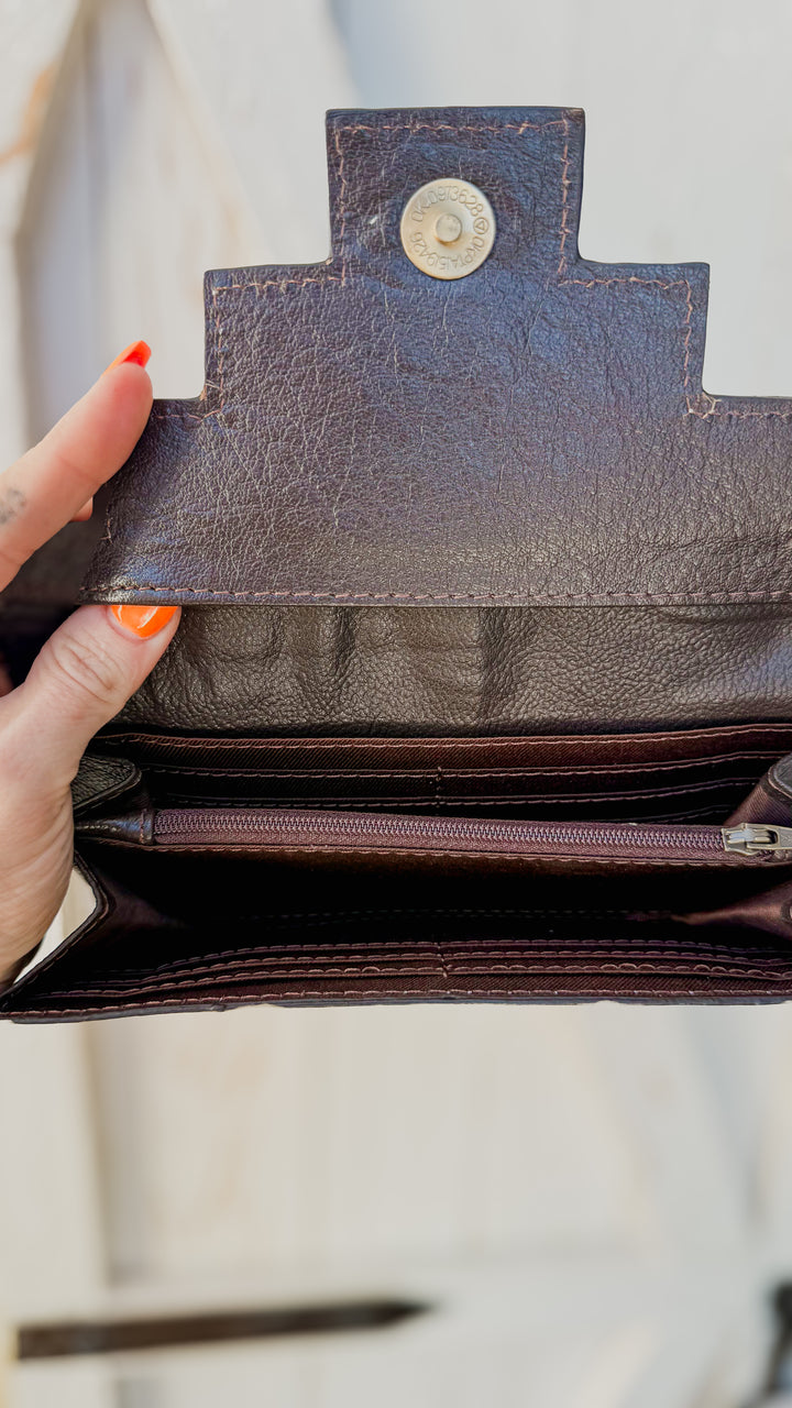 Turquoise Bloom Cowhide Wallet | Tooled Leather Western Wallet