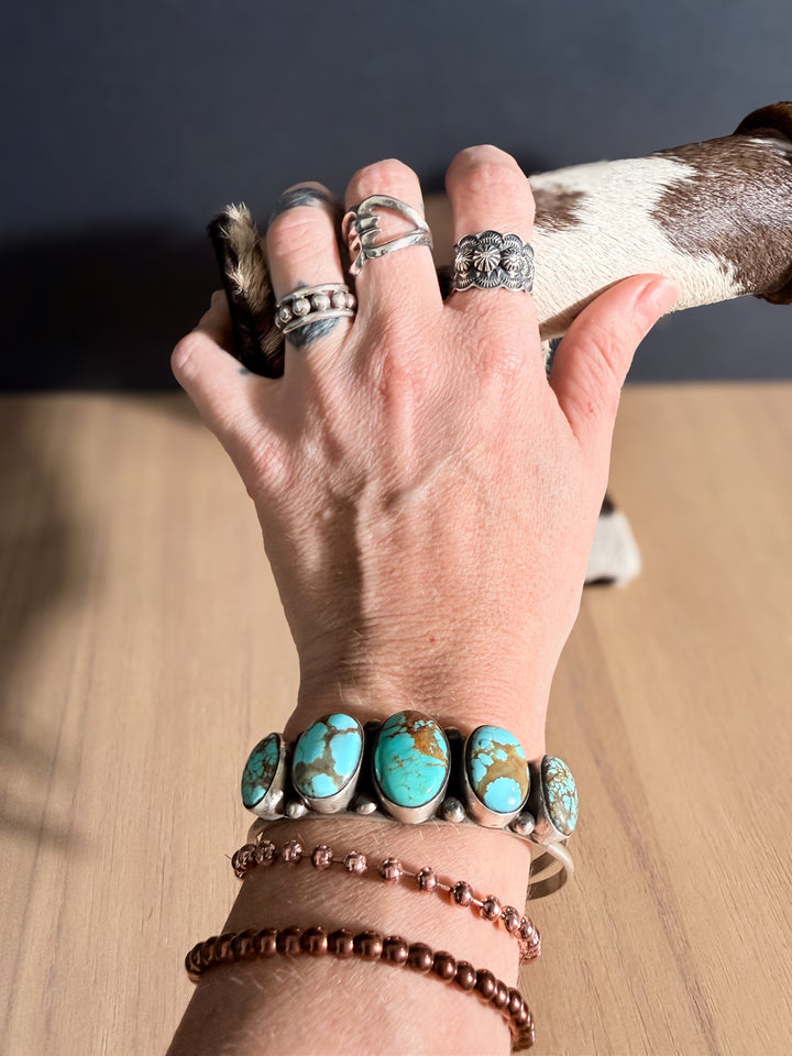Augustine Largo Mine #8 Turquoise Sterling Silver Cuff - Navajo Handmade