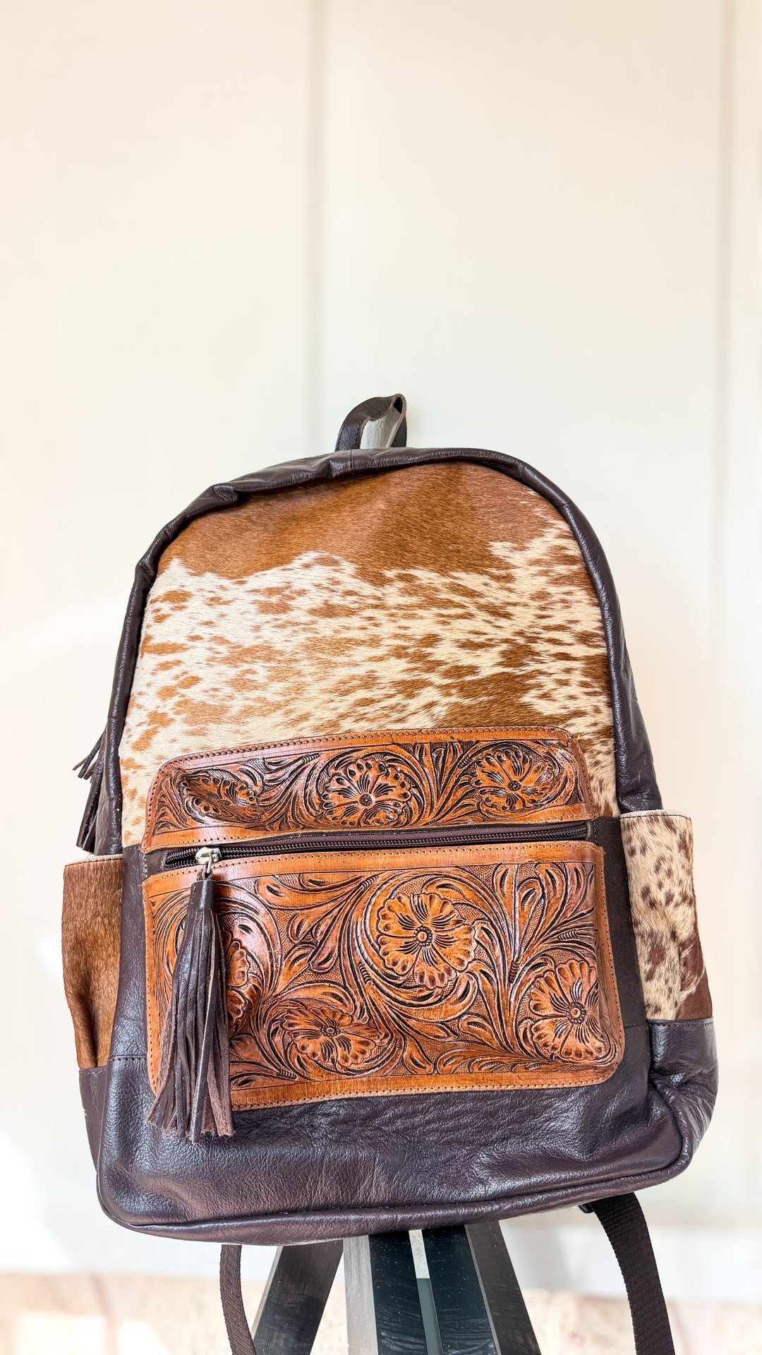 The Backroad Rambler | Cowhide & Tooled Leather Concealed Carry Backpack