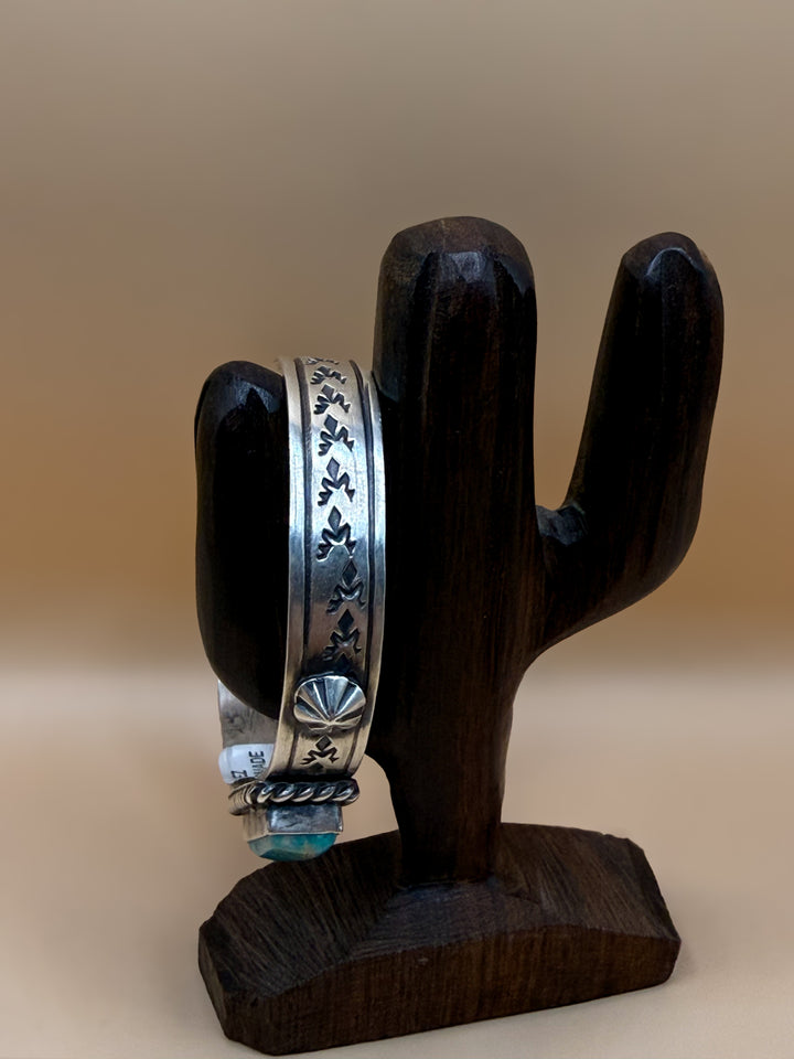 Rick Enriquez Navajo Kingman Turquoise Sterling Silver Cuff Bracelet
